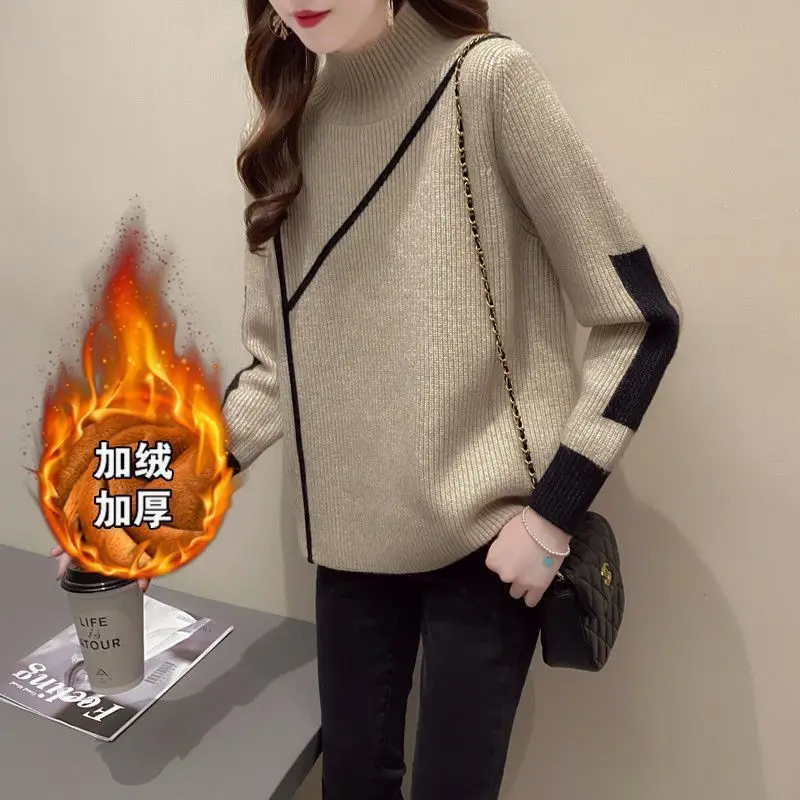 2023 Autumn/Winter Women's New Pullover Casual Half High Collar Knit Spliced Solid Sweater Soft and Breathable Blouse T667
2023 Autumn/Winter Women's New Pullover Casual Half High Collar Knit Spliced Solid Sweater Soft and Breathable Blouse T667