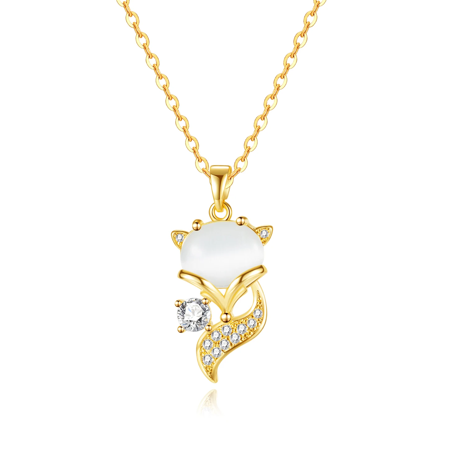 European Gold Stainless Steel Necklace AAA CZ Little Fox Pendant Chain For Women Birthday Party Gift
European Gold Stainless Steel Necklace AAA CZ Little Fox Pendant Chain For Women Birthday Party Gift