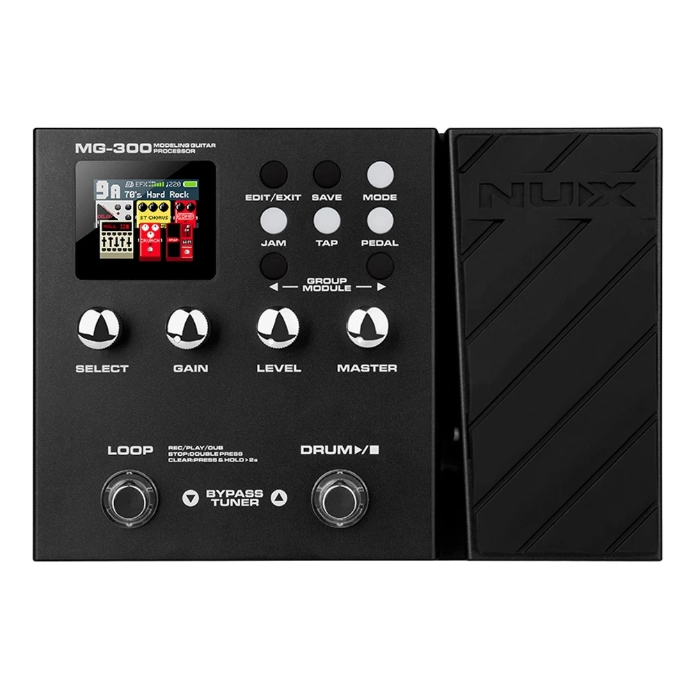 

NUX MG-300 Guitar Effects Processor Guitar Multi-Effects Pedal Amp Modeling 56 Drum Beats 60s 25-bit Loop Recording Metronome