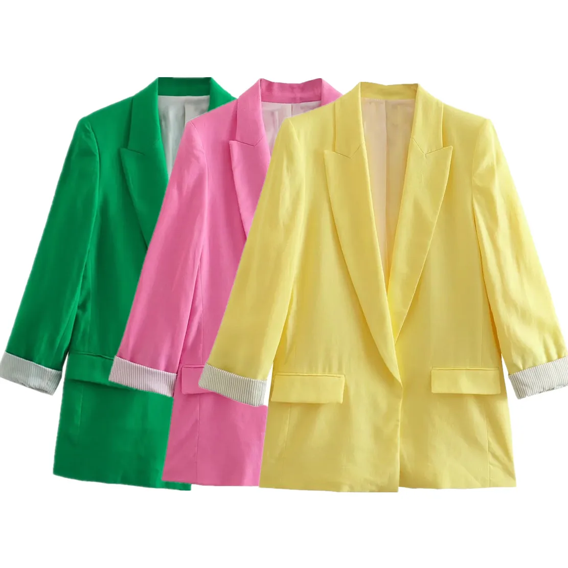Withered 2022 England Style Fashion Muliticolor Casual Roll Up Sleeve Linen Blazers Women Jacket Tops
Withered 2022 England Style Fashion Muliticolor Casual Roll Up Sleeve Linen Blazers Women Jacket Tops