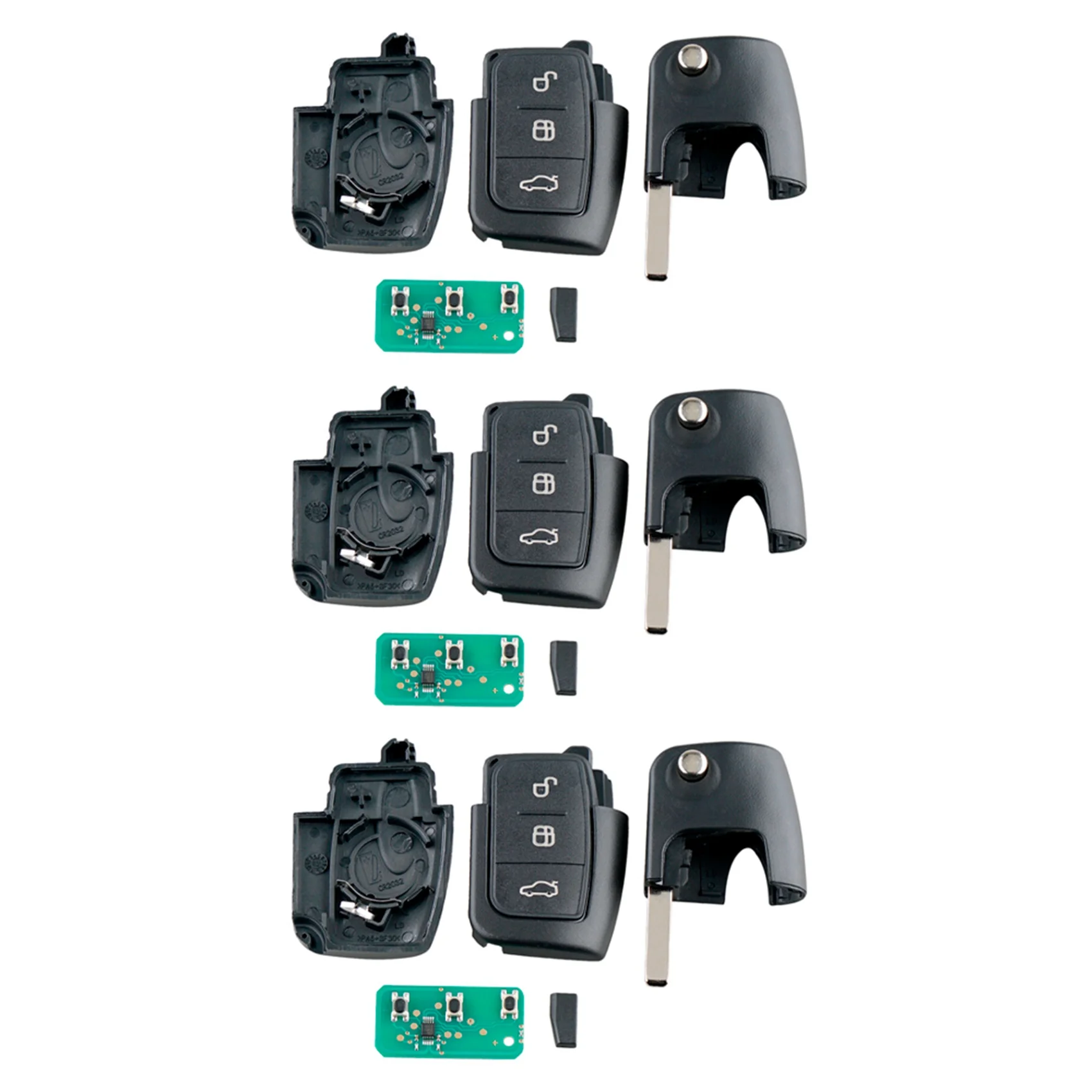 

3x Интеллектуальный Автомобильный ключ дистанционного управления 3 кнопки подходят для Ford Focus Fiesta 2013 Fob чехол 433Mhz