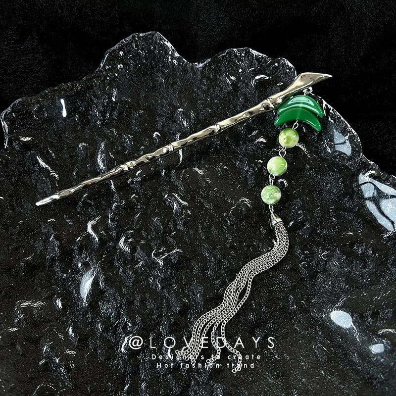 Minar Unique Design Green Color Natural Stone Beaded Long Tassel Hairpins for Women Silver Color Alloy Bamboo Hair Chopstick
Minar Unique Design Green Color Natural Stone Beaded Long Tassel Hairpins for Women Silver Color Alloy Bamboo Hair Chopstick