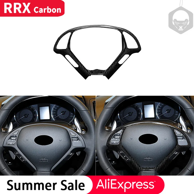 Black / Red Car Styling Real Carbon Fiber Steering Wheel Trim Cover for INFINITI G37 EX37 Q40 G25 EX35 2012-2015 Car Accessories 
Black / Red Car Styling Real Carbon Fiber Steering Wheel Trim Cover for INFINITI G37 EX37 Q40 G25 EX35 2012-2015 Car Accessories