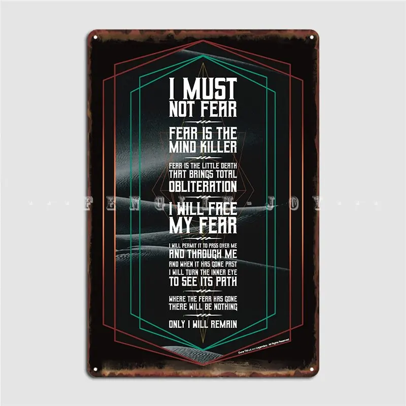 Litany Against Fear Version 2 Dune Movie Atreides Metal Plaque Poster Cinema Kitchen Wall Decor Party Tin Sign Poster
Litany Against Fear Version 2 Dune Movie Atreides Metal Plaque Poster Cinema Kitchen Wall Decor Party Tin Sign Poster