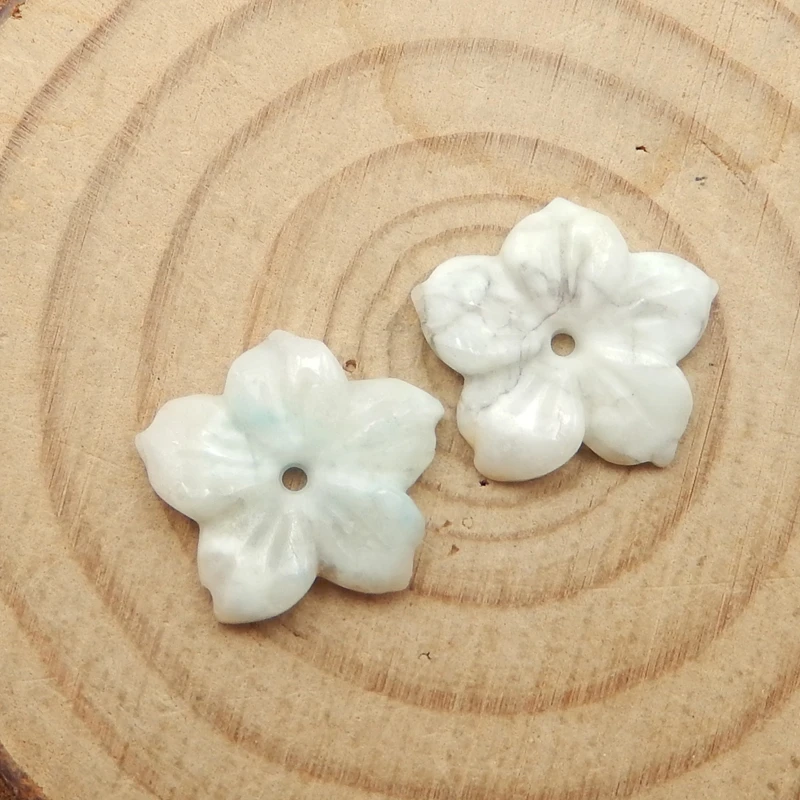

Charms Jewelry Semiprecious Stones,Natural larimar Flower Stone Bead Sets, Earring Beads For Jewelry Making 15x3mm2.9g