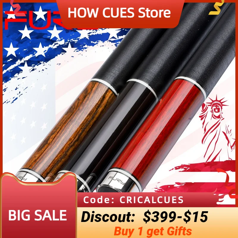 Official FURY Pool Cue NA11.75/12.75mm Tiger Tip Special Selected Maple Shaft Billiard Cue Stick Classic Rared Wood Tecnologia
Official FURY Pool Cue NA11.75/12.75mm Tiger Tip Special Selected Maple Shaft Billiard Cue Stick Classic Rared Wood Tecnologia