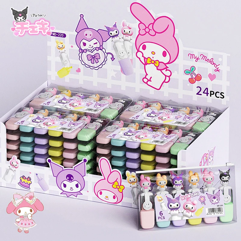 6Pcs Sanrio Kuromi My Melody Six Colors Highlighter Set Kawaii Cartoon Cute Anime Student Marker Pen Toys for Girls Gifts
6Pcs Sanrio Kuromi My Melody Six Colors Highlighter Set Kawaii Cartoon Cute Anime Student Marker Pen Toys for Girls Gifts