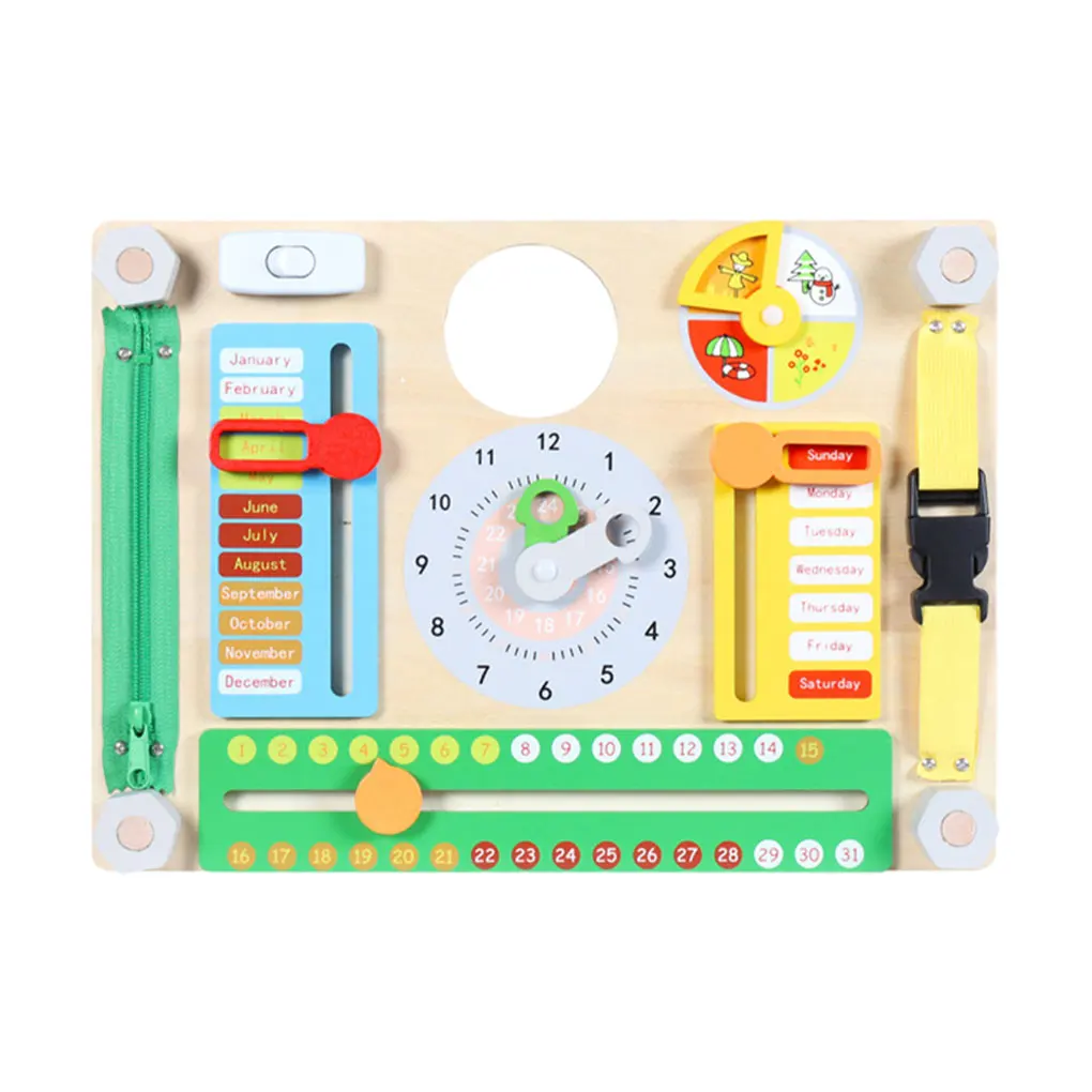 

Montessoris Busy Board Simulating Clock Time Cognition Convenient Carry Handle Montessoris Busy Board