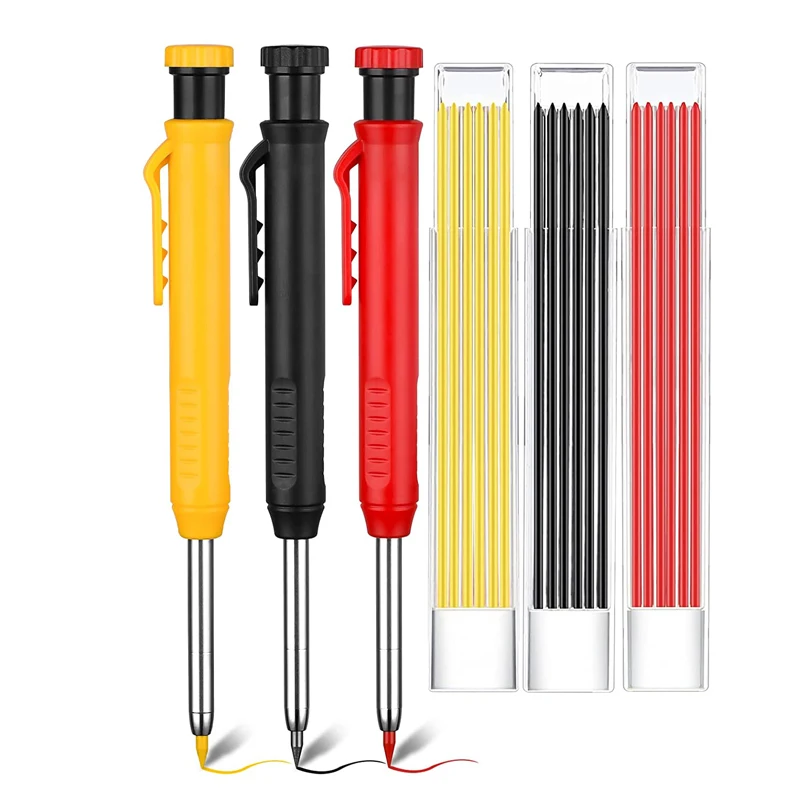 Solid Carpenter Pencil with Refill Leads and Built-in Sharpener for Deep Hole Mechanical Pencil Marker Marking Woodworking Tools
Solid Carpenter Pencil with Refill Leads and Built-in Sharpener for Deep Hole Mechanical Pencil Marker Marking Woodworking Tools