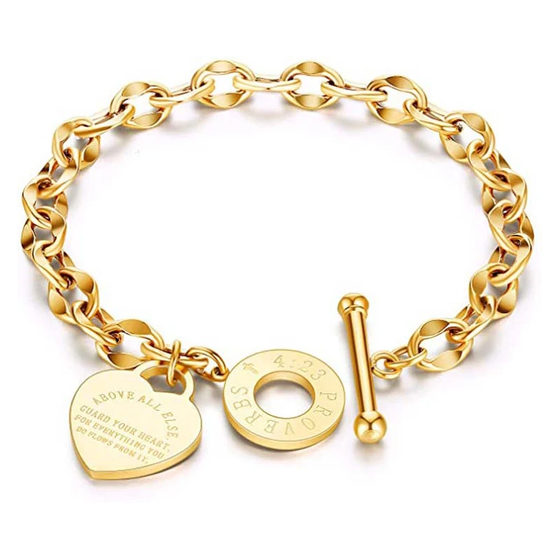 Simple Peach Heart Titanium 18k Gold Letter Ring Stainless Steel Heart-shaped T-shaped Buckle Bracelet
Simple Peach Heart Titanium 18k Gold Letter Ring Stainless Steel Heart-shaped T-shaped Buckle Bracelet