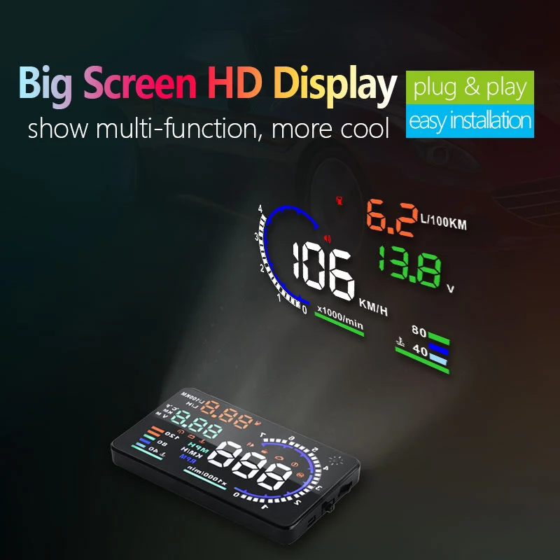 A8 5,5-дюймовый OBD2 EOBD HUD Автомобильный Проекционный Дисплей Со Спидометром, Датчиком Температуры И Счетчиком Оборотов 
A8 5,5-дюймовый OBD2 EOBD HUD Автомобильный Проекционный Дисплей Со Спидометром, Датчиком Температуры И Счетчиком Оборотов