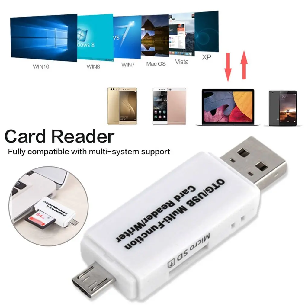 

OTG Устройство для чтения карт памяти мобильного телефона TF SD карта к USB micro USB адаптер 2 в 1 высокоскоростной АБС-пластик
