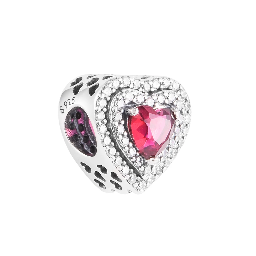 

Fits Pandora Bracelets Sparkling Levelled Heart Charm Original 925 Sterling Silver Beads for Jewelry Women Plata Pulseras