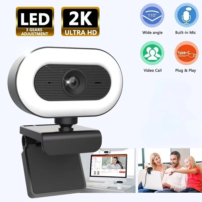 Webcam 2K Full HD Web Camera Live Streaming Web Cam For PC Computer Laptop Video Calling Conference With Microphone With Light
Webcam 2K Full HD Web Camera Live Streaming Web Cam For PC Computer Laptop Video Calling Conference With Microphone With Light