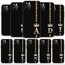 Phone Shell For Apple iPhone 15 14 13 12 11 Pro Max 13 12 Mini XS Max XR X 7 8 Plus Case Diamond Crown Queen King Letter