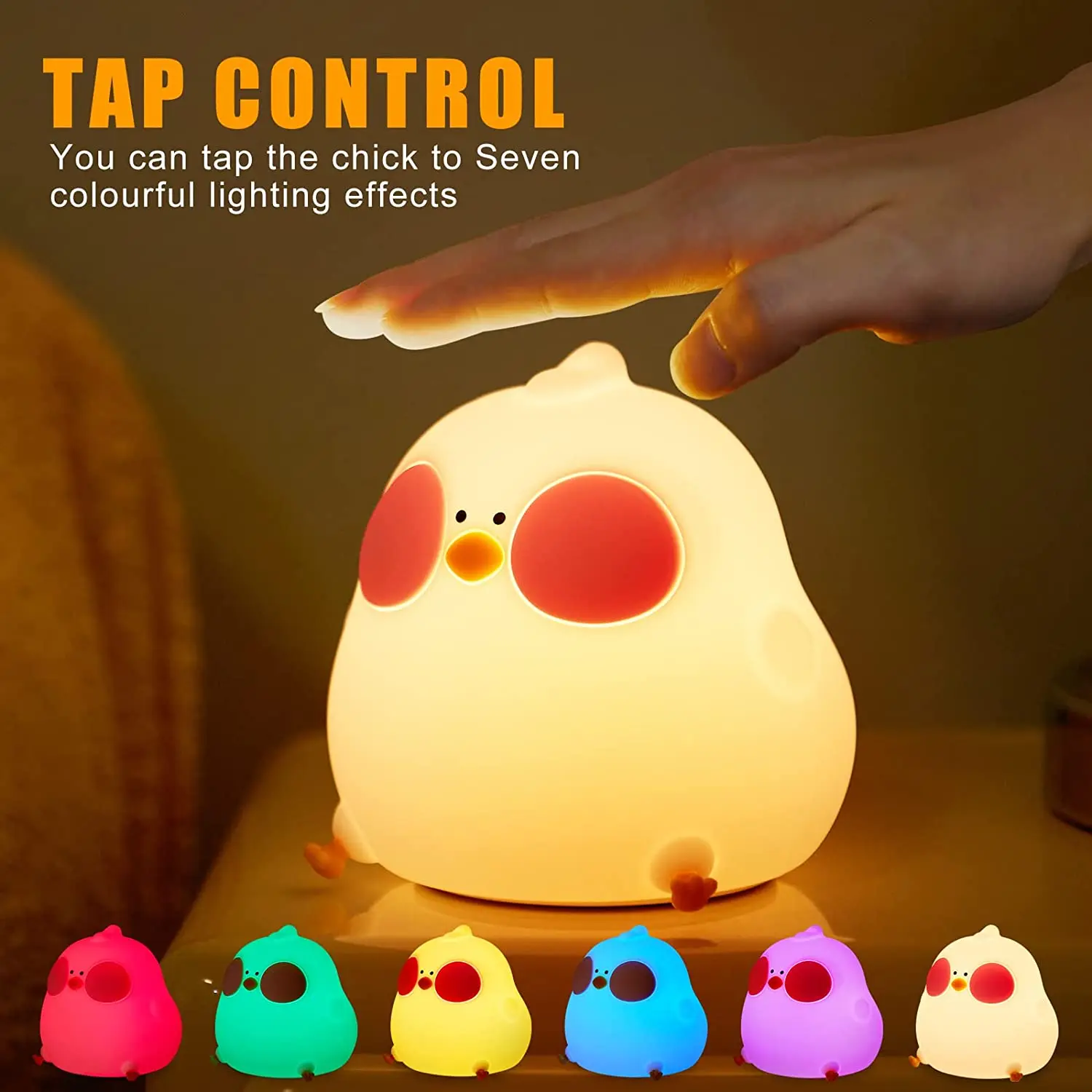 Cute Chick LED Night Light USB Rechargeable Touch Switch Silicone Nightlights Bedside Lamp Children Bedroom Decor Birthday Gifts
Cute Chick LED Night Light USB Rechargeable Touch Switch Silicone Nightlights Bedside Lamp Children Bedroom Decor Birthday Gifts