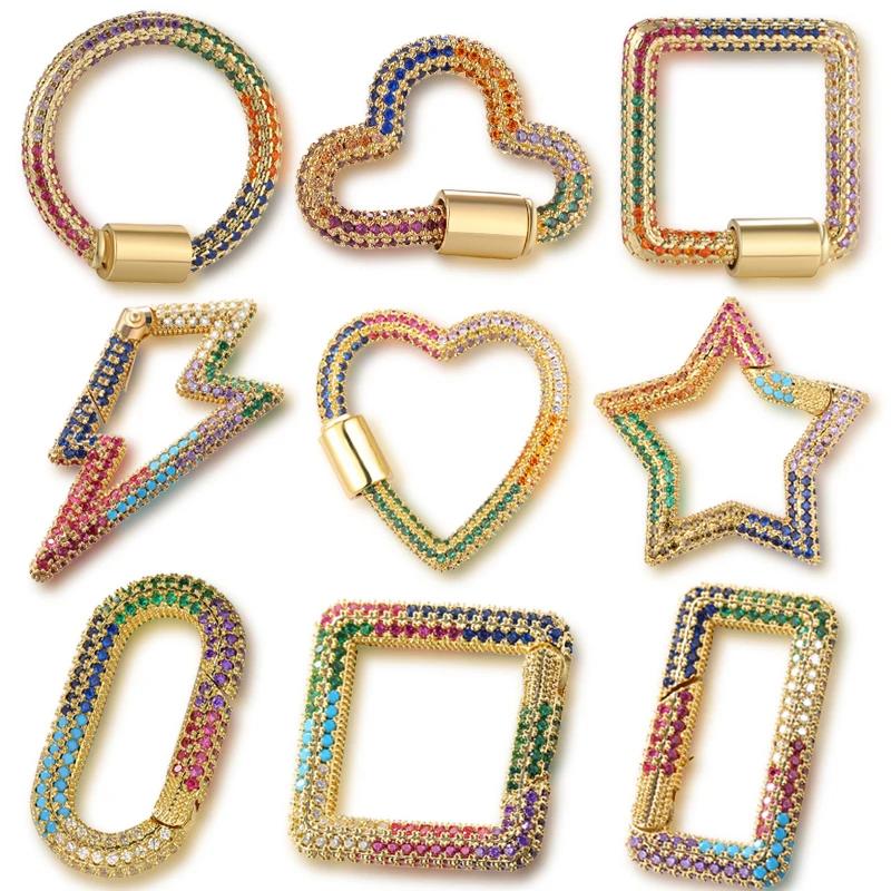 Luxury Screw Fastener Clasps Carabiner for Making Necklace Colorful Cubic Zirconia Copper Handmade Jewelry Findings Components
Luxury Screw Fastener Clasps Carabiner for Making Necklace Colorful Cubic Zirconia Copper Handmade Jewelry Findings Components