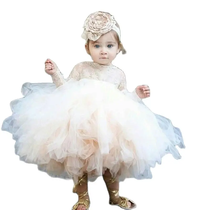 Vintage Flower Girls Dresses Ivory Baby Infant Toddler Baptism Clothes With Long Sleeves Lace Tutu Ball Gown Birthday Girl Dress
Vintage Flower Girls Dresses Ivory Baby Infant Toddler Baptism Clothes With Long Sleeves Lace Tutu Ball Gown Birthday Girl Dress