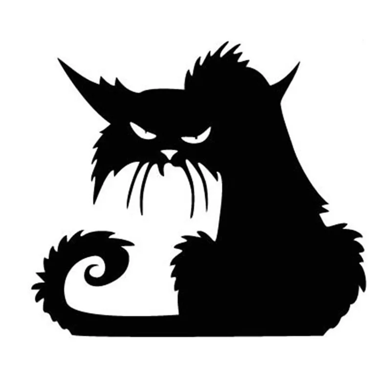 

Черные/Серебряные наклейки на окно с ужасным котом на Хэллоуин, забавные креативные Мультяшные наклейки на автомобиль, 14,6*12,9 см