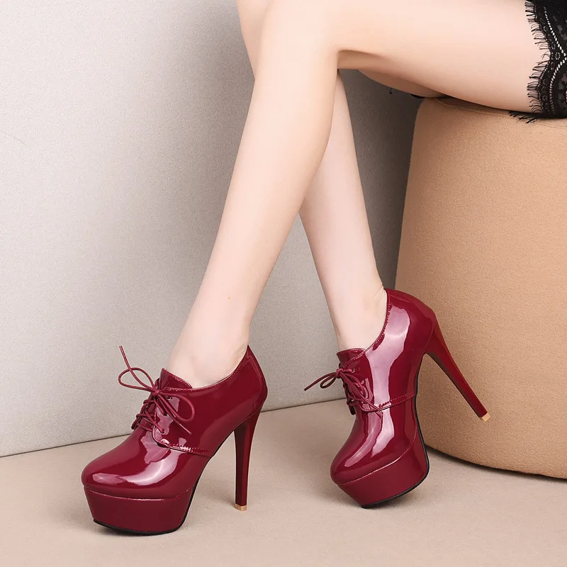 Women's Boots New Winter Fashion Round Head Lace-up High Heel Ankle Boots Women's Shoes Plus Size 34-45 Heel Height 10cm Black 
Women's Boots New Winter Fashion Round Head Lace-up High Heel Ankle Boots Women's Shoes Plus Size 34-45 Heel Height 10cm Black