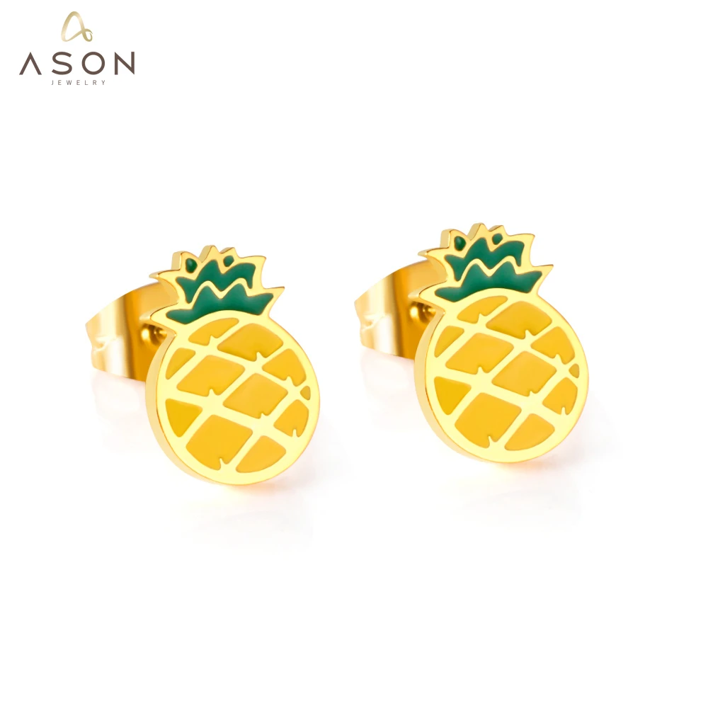 ASONSTEEL Gold Color Fruit Cartoon Stud Earrings 316L Stainless Steel Pineapple Shape Earrings for Women Fashion Jewelry Gift
ASONSTEEL Gold Color Fruit Cartoon Stud Earrings 316L Stainless Steel Pineapple Shape Earrings for Women Fashion Jewelry Gift