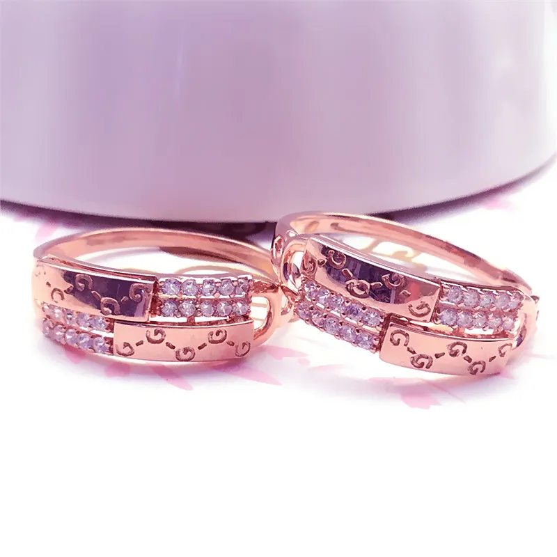 

585 Purple Gold Glossy Rings for Women Adjustable 14K Rose Gold Encrusted Crystal Glitter Classic Wedding Party Jewelry