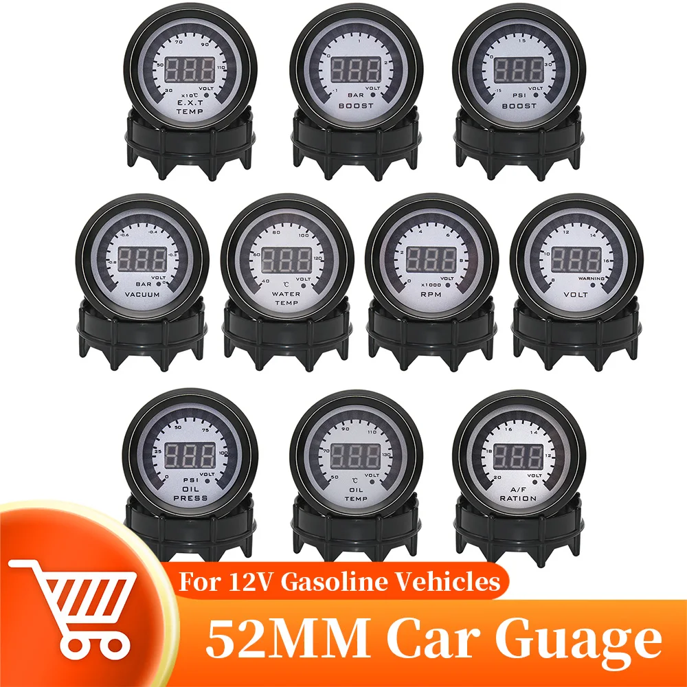 52mm Car Boost Gauge Bar Psi Water Temp Oil Temp Oil Pressure Gauge Voltmeter EGT Tachometer RPM Gauge With Temp Sensor 12V
52mm Car Boost Gauge Bar Psi Water Temp Oil Temp Oil Pressure Gauge Voltmeter EGT Tachometer RPM Gauge With Temp Sensor 12V