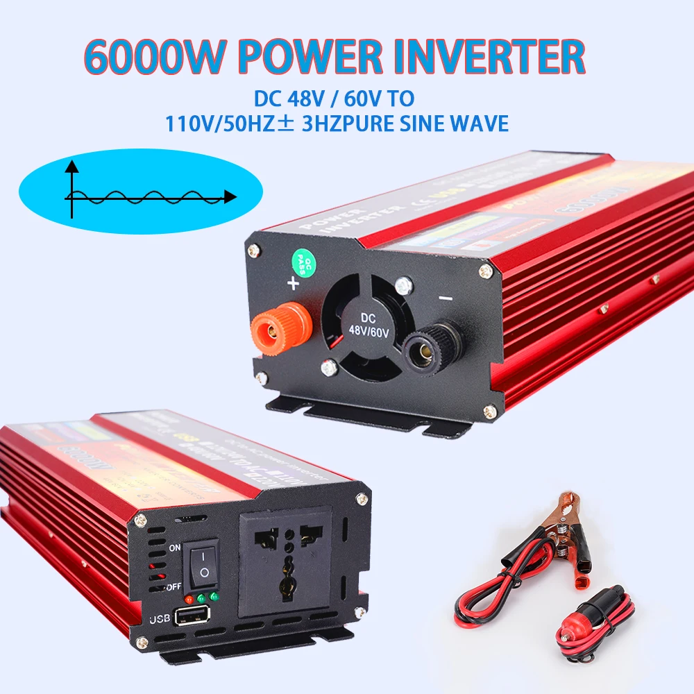 Solar Inverter 12V 220V 6000W Peak Voltage Converter Transformer DC 12V/24V 48V/60V To AC 110V/220V Auto Adapt Inversor
Solar Inverter 12V 220V 6000W Peak Voltage Converter Transformer DC 12V/24V 48V/60V To AC 110V/220V Auto Adapt Inversor