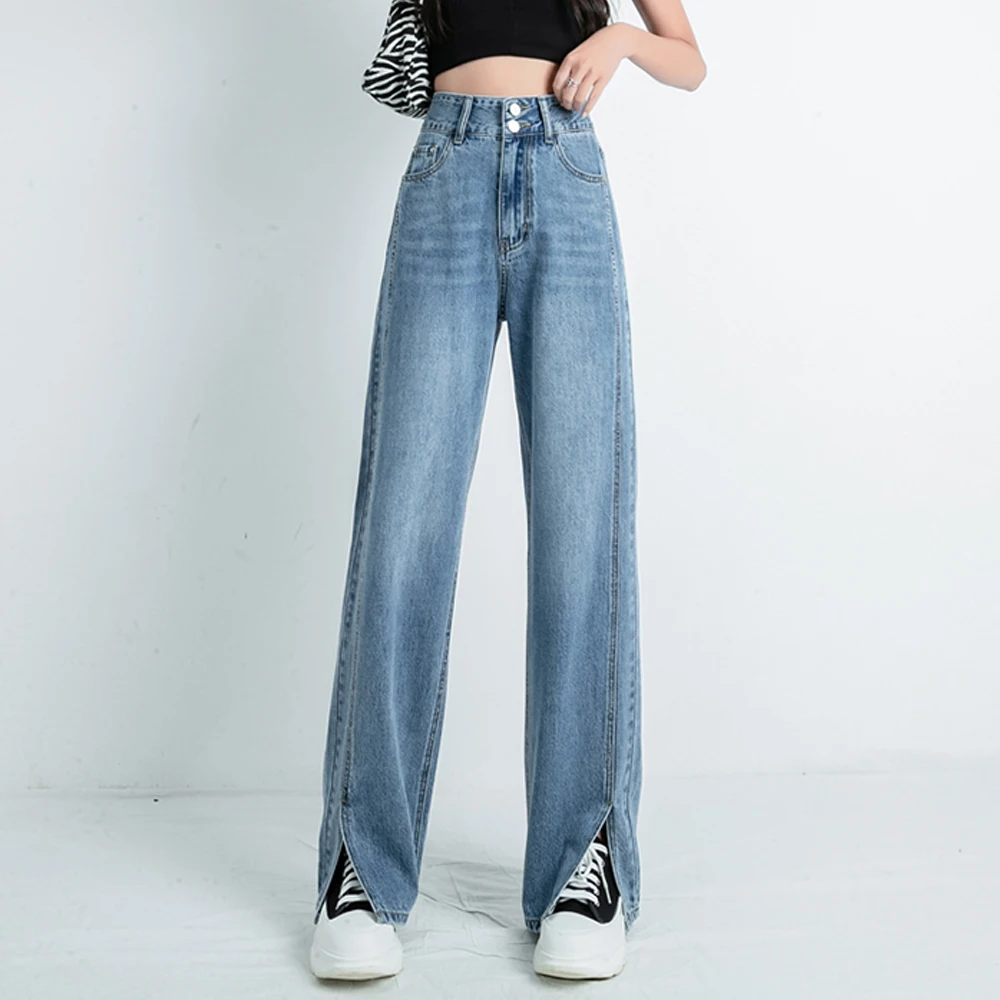 Woman Jeans High Waist Wide Leg Denim Pants Blue Black Streetwear Vintage Harajuku Style Split Mopping Straight Trousers Femme
Woman Jeans High Waist Wide Leg Denim Pants Blue Black Streetwear Vintage Harajuku Style Split Mopping Straight Trousers Femme