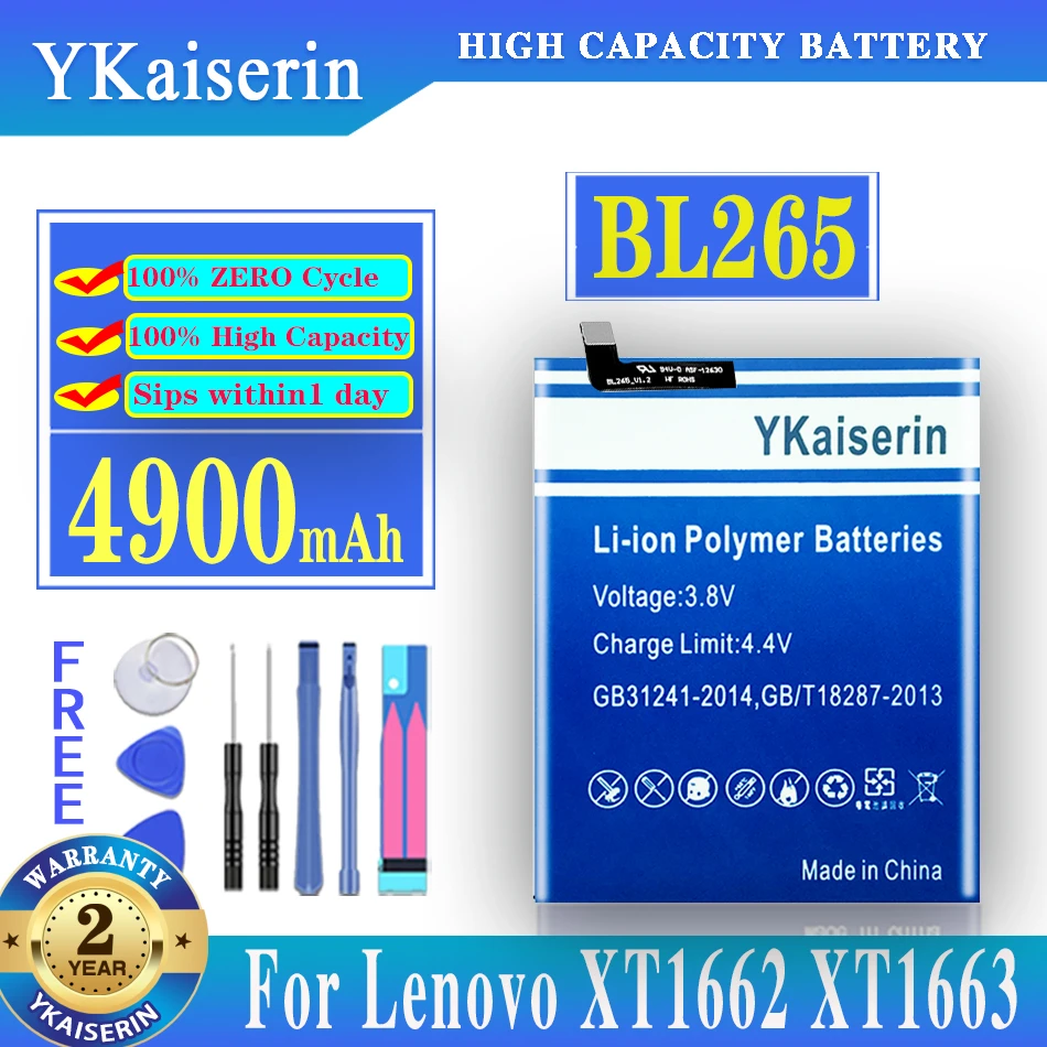 100% Оригинальный аккумулятор ykaisin BL265 для Lenovo XT1662 Аккумулятор для Motorola MOTO M XT1662 XT1663 4900 мАч батарея + Бесплатные инструменты
100% Оригинальный аккумулятор ykaisin BL265 для Lenovo XT1662 Аккумулятор для Motorola MOTO M XT1662 XT1663 4900 мАч батарея + Бесплатные инструменты