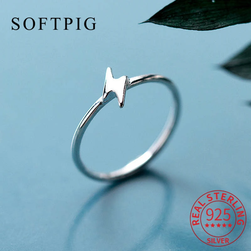 SOFTPIG Real 925 Sterling Silver Minimalist Lightning Ring For Fashion Women Party Punk Fine Jewelry Accessories Birthday Gift
SOFTPIG Real 925 Sterling Silver Minimalist Lightning Ring For Fashion Women Party Punk Fine Jewelry Accessories Birthday Gift