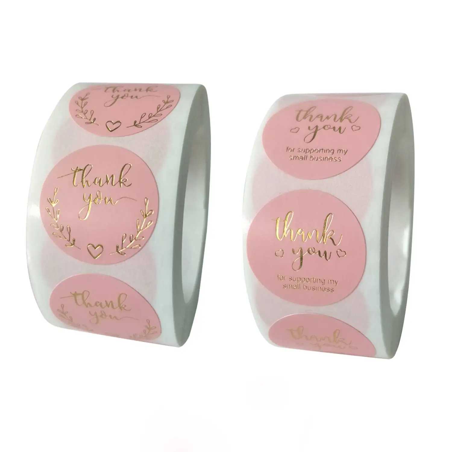 

100-500pcs Pink Paper Label Foil Thank You Wedding Stickers Scrapbooking 1inch Envelope Seals Handmade Stationery Sticker