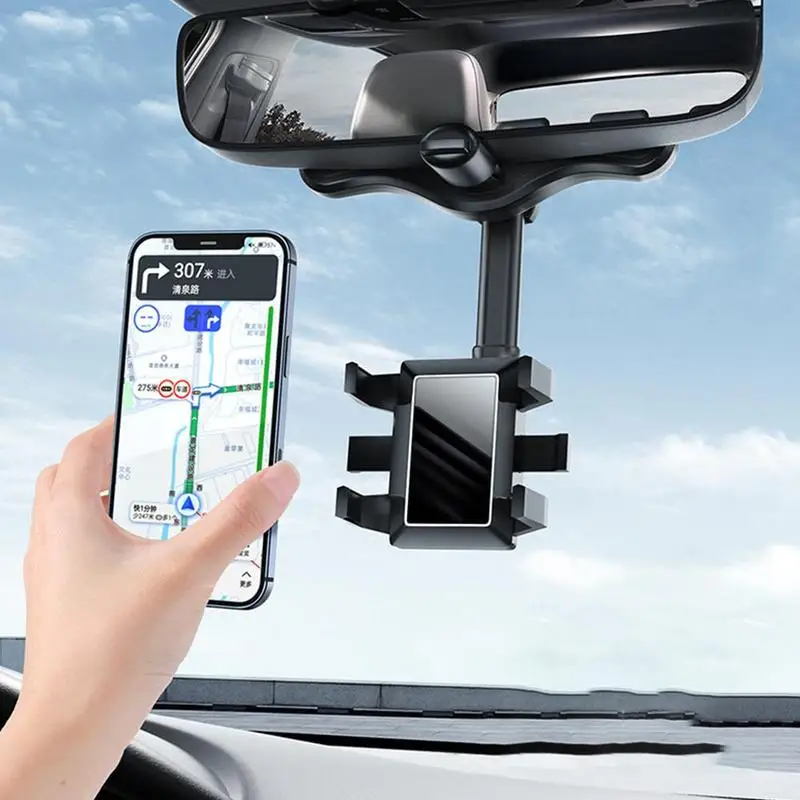 360 Degree Rotatable Rearview Mirror Phone Holder ABS Material Adjustable Telescopic GPS Navigation Bracket Universal Black
360 Degree Rotatable Rearview Mirror Phone Holder ABS Material Adjustable Telescopic GPS Navigation Bracket Universal Black