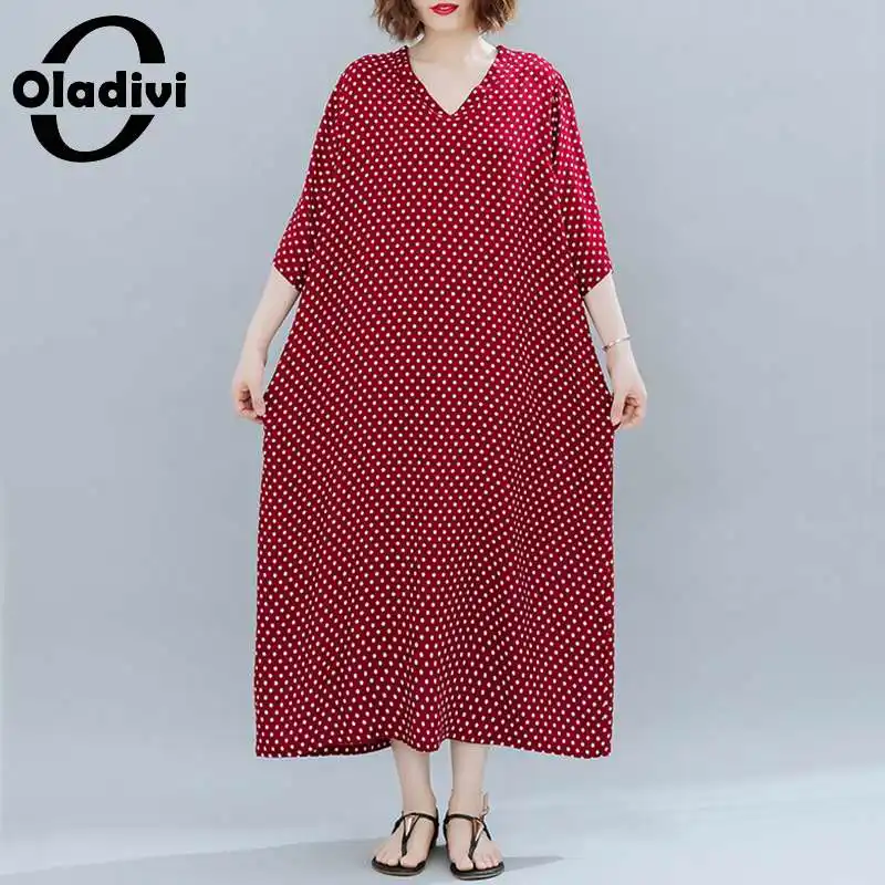 Модное Длинное Платье Oladivi в горошек в стиле бохо для женщин, повседневное свободное платье-туника большого размера для женщин 35 45 55 лет, платье
Модное Длинное Платье Oladivi в горошек в стиле бохо для женщин, повседневное свободное платье-туника большого размера для женщин 35 45 55 лет, платье