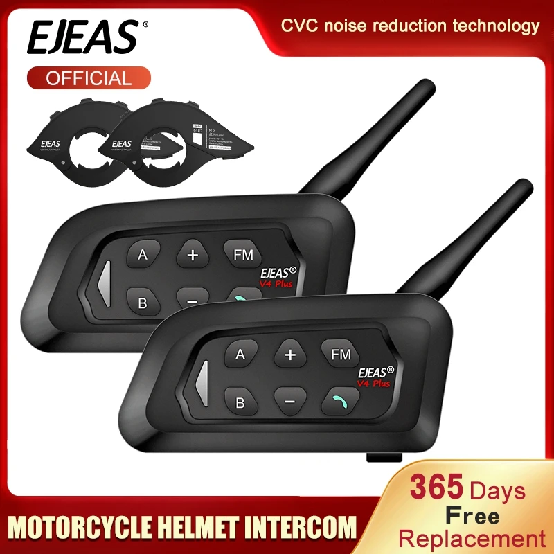 2PCS EJEAS V4 Plus Motorcycle Intercom Helmet Bluetooth Headset 4 People Cascos Inalambricos Speaker Waterproof FM Radio
2PCS EJEAS V4 Plus Motorcycle Intercom Helmet Bluetooth Headset 4 People Cascos Inalambricos Speaker Waterproof FM Radio