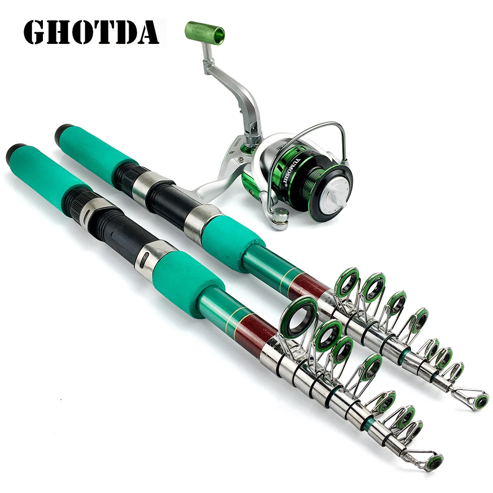 

GHOTDA Strong Pike Spinning Fishing Rod and Reel Combo 1.8m 2.1m 2.4m 2.7m 3m 3.6m Short Sea Pole Carbon and 5.5:1 Reels Pesca