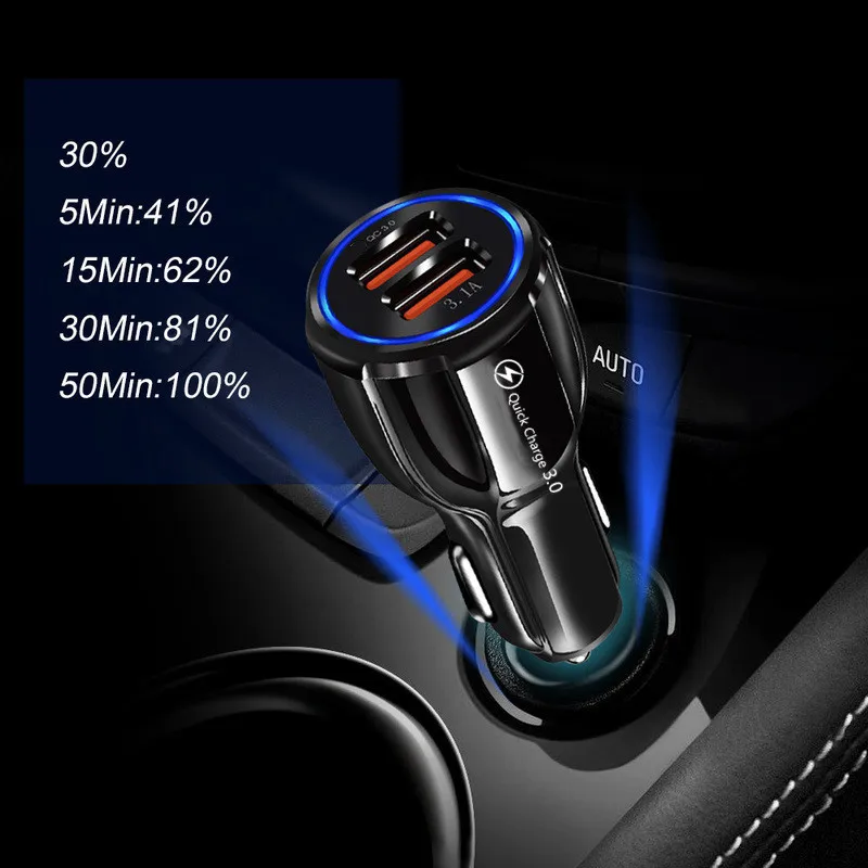 Автомобильное зарядное устройство Quick Charge 3 0 с двумя USB-портами универсальное