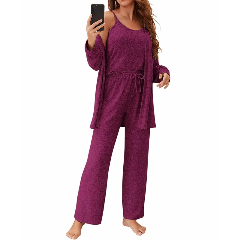 Women 3-Piece Suit Spring O-Neck Vest Long Sleeve Cardigan Jacket Lace-up High Waist Straight Pants Suit Women Solid Loose Suit
Women 3-Piece Suit Spring O-Neck Vest Long Sleeve Cardigan Jacket Lace-up High Waist Straight Pants Suit Women Solid Loose Suit