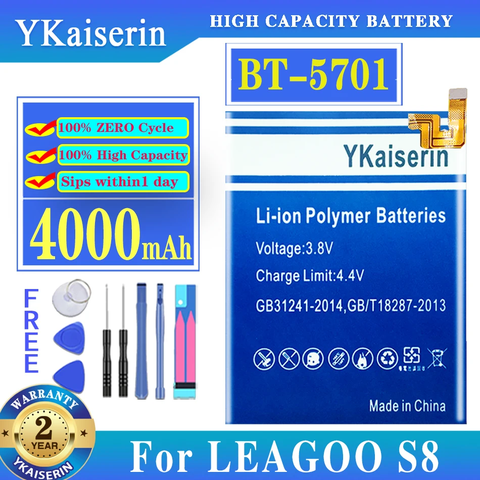 YKaiserin BT-5701 For Leagoo S8 Phone Battery 4000mAh For Leagoo S 8 Hight Capacity Top Quality Replacement Batteries + Tools
YKaiserin BT-5701 For Leagoo S8 Phone Battery 4000mAh For Leagoo S 8 Hight Capacity Top Quality Replacement Batteries + Tools