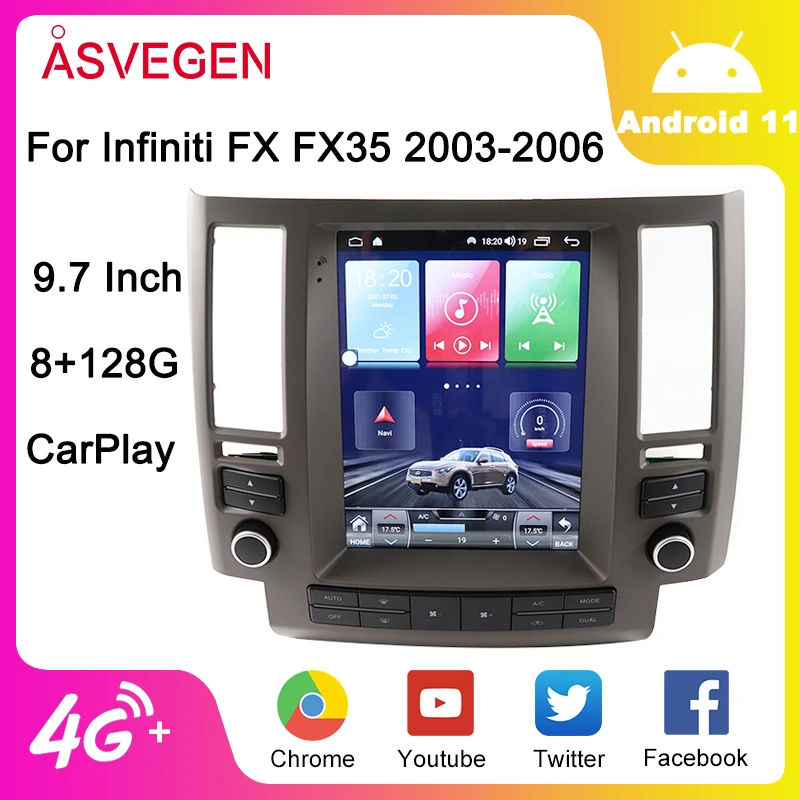 Автомобильный радиоприемник, экран 9,7 дюйма, Android 11, для Infiniti FX35 2003-2006, с 128 ГГц мультимедиа, Автомобильная GPS-навигация, 4G, аудио, стереоплеер
Автомобильный радиоприемник, экран 9,7 дюйма, Android 11, для Infiniti FX35 2003-2006, с 128 ГГц мультимедиа, Автомобильная GPS-навигация, 4G, аудио, стереоплеер