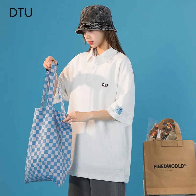 Waffle Short-sleeved T-shirt Women 2022 Spring Summer New Couple Polo Half-sleeved T-shirt
Waffle Short-sleeved T-shirt Women 2022 Spring Summer New Couple Polo Half-sleeved T-shirt