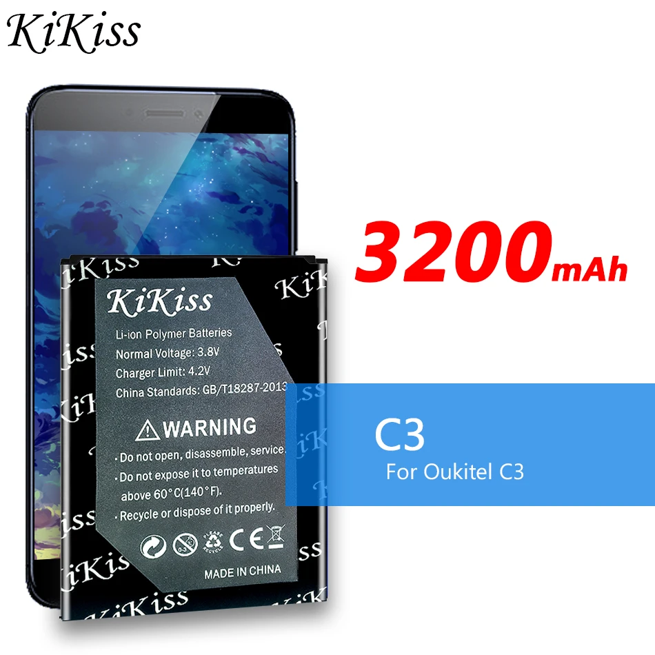 

Аккумулятор KiKiss большой емкости на 3200 мАч для телефона Oukitel C3