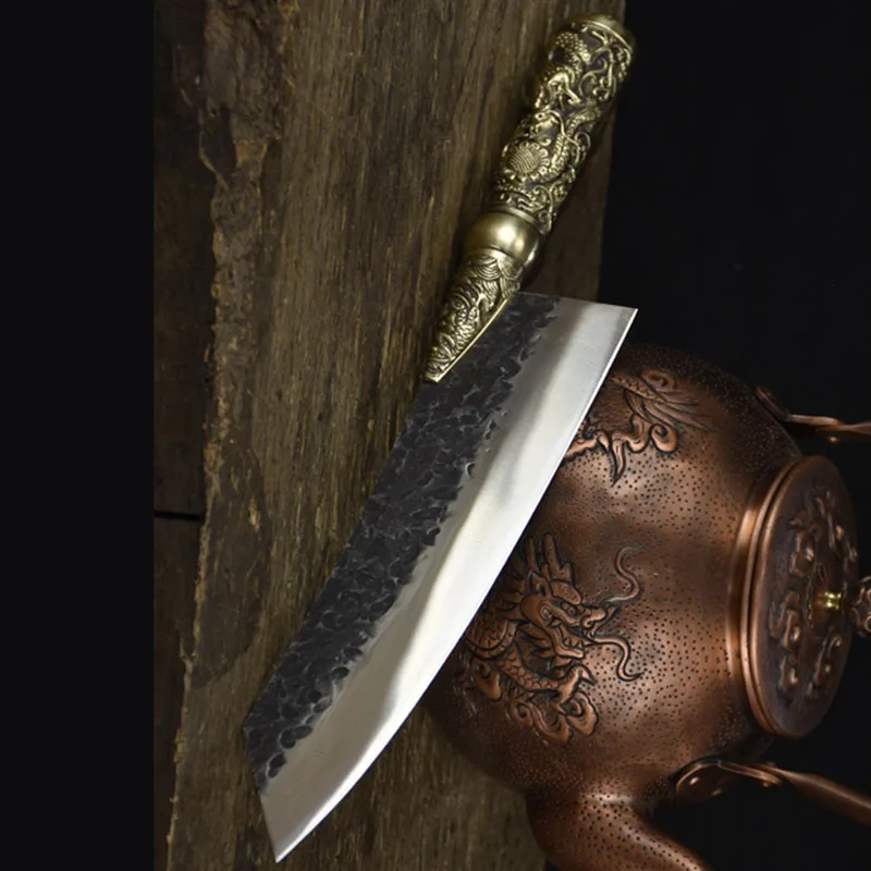 Longquan Knife Handmade Forged Kitchen Knife 8.5 Inch Copper Dragon Decor Hunting Slicing Ham Sashimi Fish Kiritsuke Sushi Knife
Longquan Knife Handmade Forged Kitchen Knife 8.5 Inch Copper Dragon Decor Hunting Slicing Ham Sashimi Fish Kiritsuke Sushi Knife