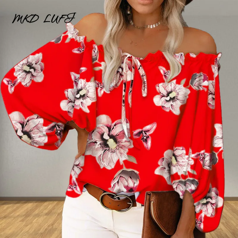 MKDLUFI Floral Print Off Shoulder Frill Hem Blouse Tops Women Lantern Sleeve Tied Detail Casual Blouses
MKDLUFI Floral Print Off Shoulder Frill Hem Blouse Tops Women Lantern Sleeve Tied Detail Casual Blouses