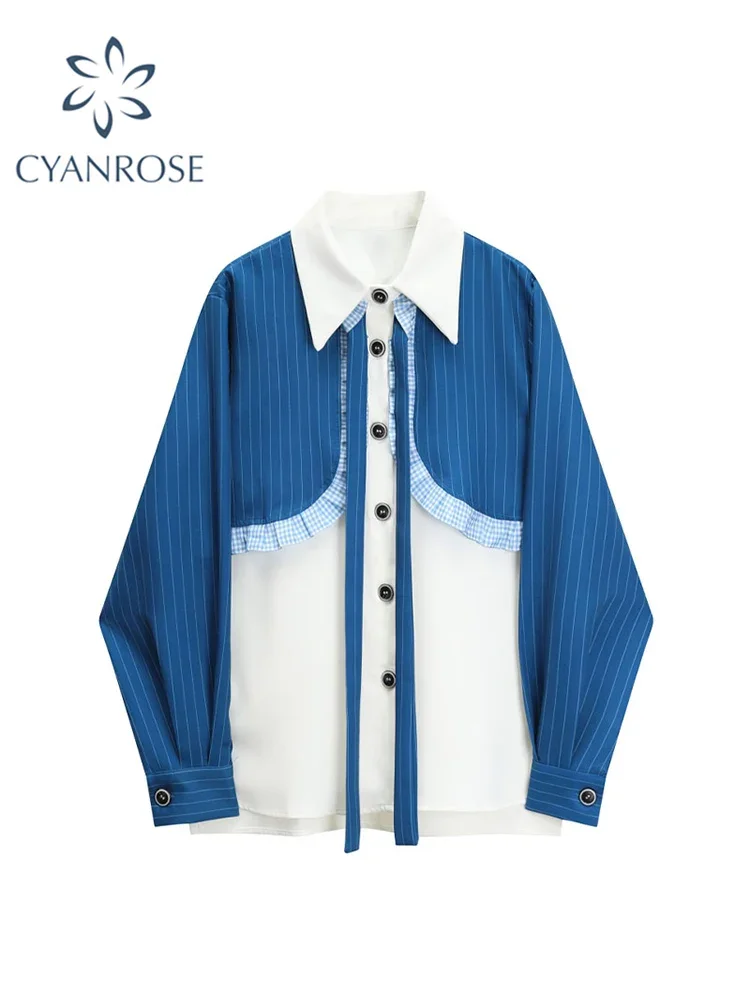 Fashion Casual Long Sleeve Women Shirt All-match Korean Loose Patchwork Shirt Ladies Turn-down Collar Vintage Blouses Tops New
Fashion Casual Long Sleeve Women Shirt All-match Korean Loose Patchwork Shirt Ladies Turn-down Collar Vintage Blouses Tops New
