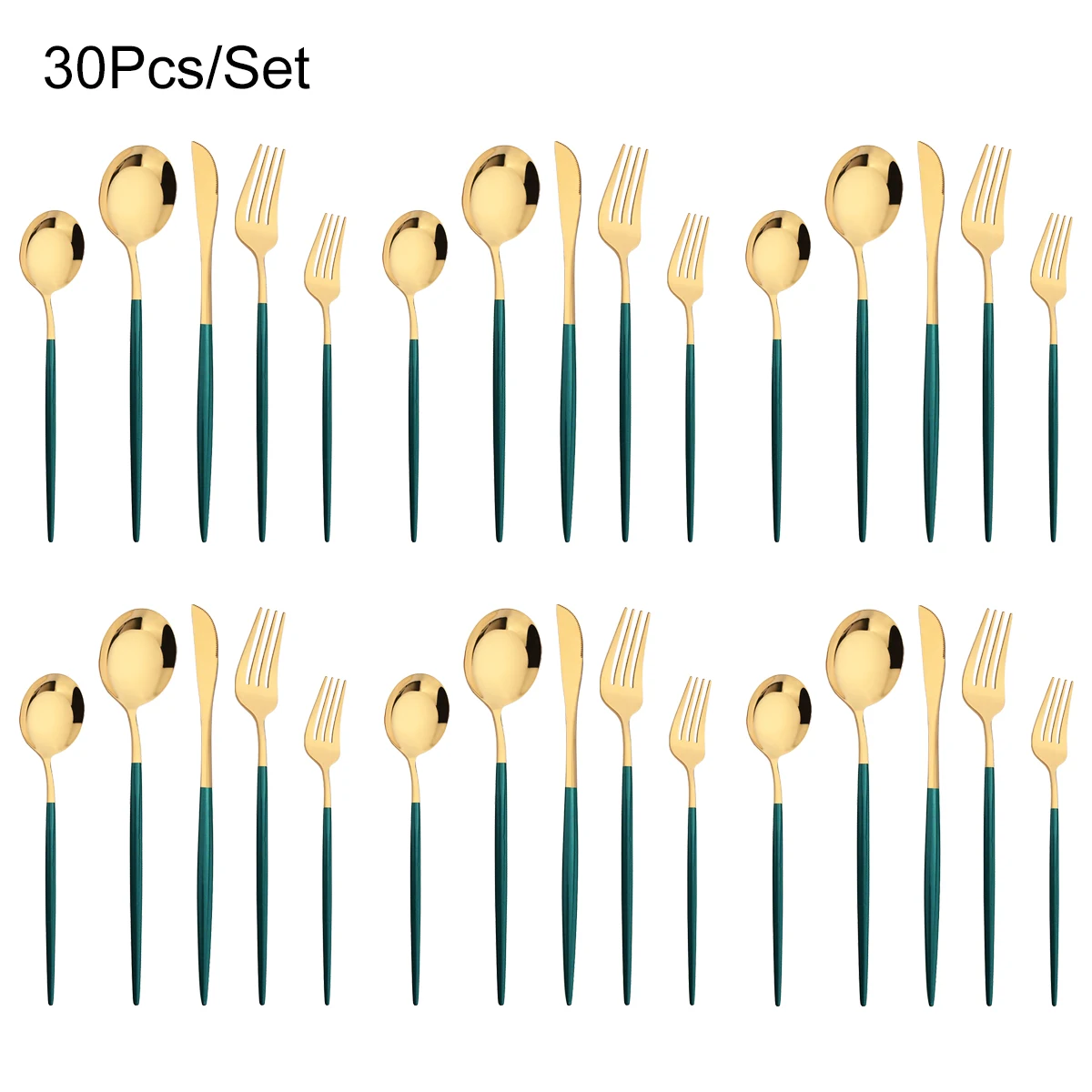 30Pcs Green Gold Cutlery Set Knife Dessert Fork Spoon Stainless Steel Silverware Western Dinnerware Tableware Kitchen Flatware
30Pcs Green Gold Cutlery Set Knife Dessert Fork Spoon Stainless Steel Silverware Western Dinnerware Tableware Kitchen Flatware
