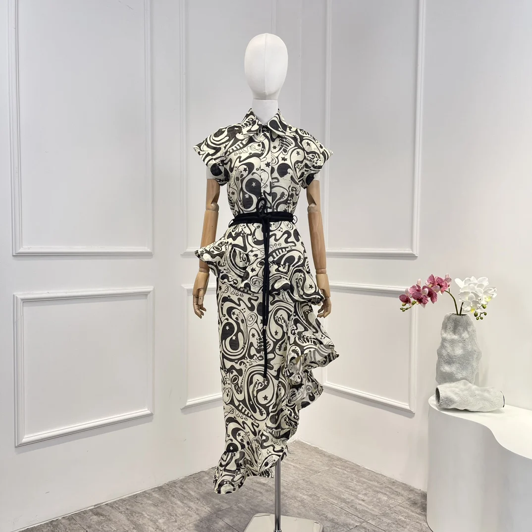 Женская блузка с геометрическим принтом, блузка из шелка и льна с коротким рукавом и ассиметричной юбкой миди на завязках, новинка 2023
Женская блузка с геометрическим принтом, блузка из шелка и льна с коротким рукавом и ассиметричной юбкой миди на завязках, новинка 2023