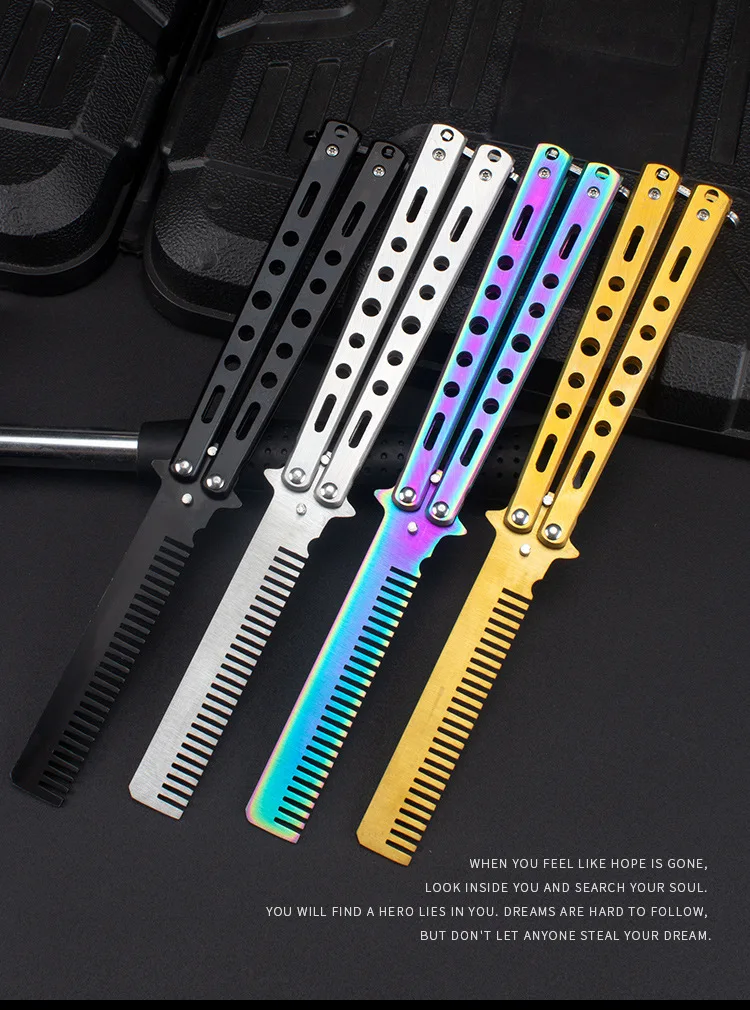 Portable Butterfly Training Knife Foldable CSGO Balisong Trainer Pocket Flail Knife Uncut Blade Butterfly Comb For Training Tool
Portable Butterfly Training Knife Foldable CSGO Balisong Trainer Pocket Flail Knife Uncut Blade Butterfly Comb For Training Tool