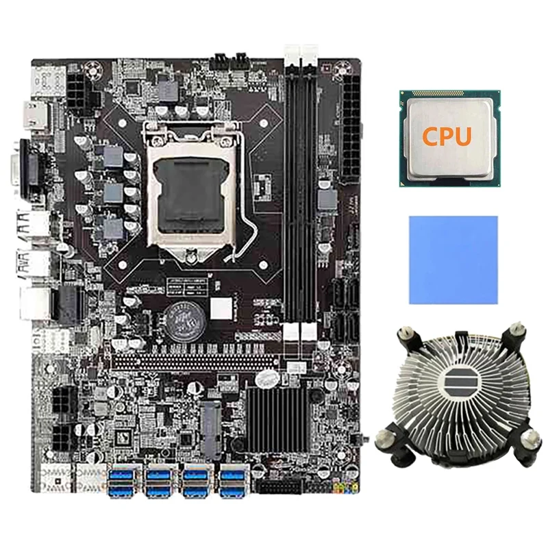 B75 BTC Miner Motherboard With Random CPU+Fan+Thermal Pad 8 USB3.0 To PCIE GPU Slots LGA1155 DDR3 RAM SATA3.0 ETH Miner
B75 BTC Miner Motherboard With Random CPU+Fan+Thermal Pad 8 USB3.0 To PCIE GPU Slots LGA1155 DDR3 RAM SATA3.0 ETH Miner