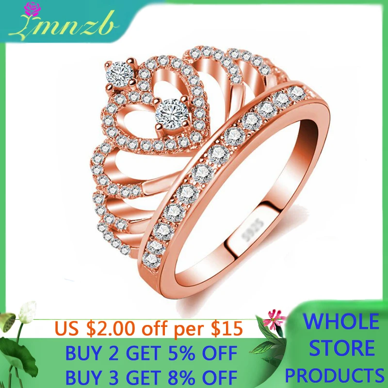 LMNZB Fashion Rose Gold Color Crown Rings Narutal Clear Cubic Zircon Ring Luxury Wedding Band Party Jewelry for Women
LMNZB Fashion Rose Gold Color Crown Rings Narutal Clear Cubic Zircon Ring Luxury Wedding Band Party Jewelry for Women